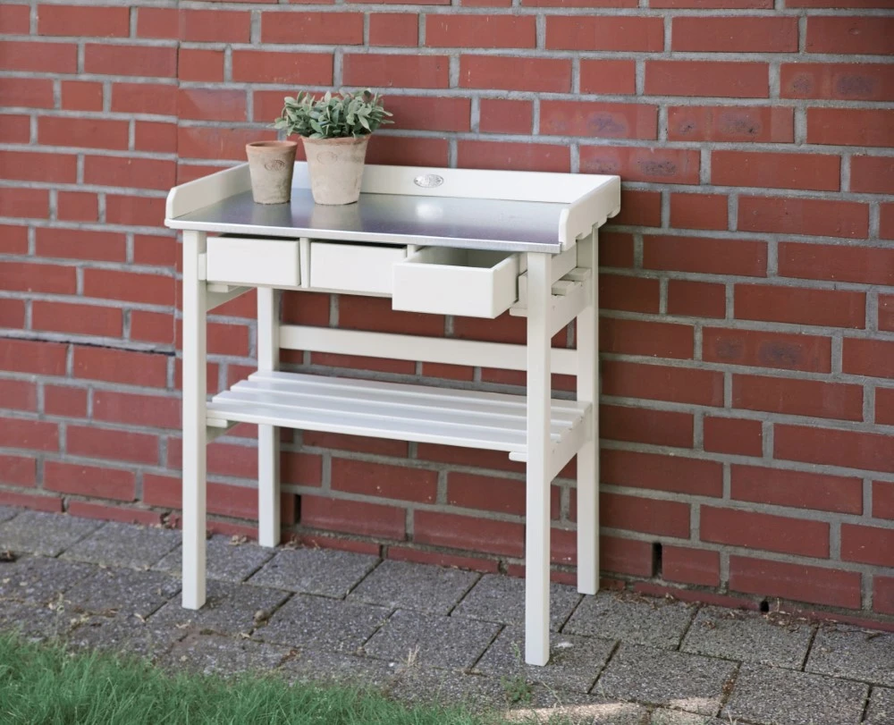 Esschert Tuinwerktafel Met Lades Wit - Afbeelding 2