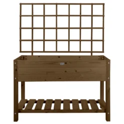 Esschert Verhoogde Houten Kweekbak L Bruin Met Klimplantrek